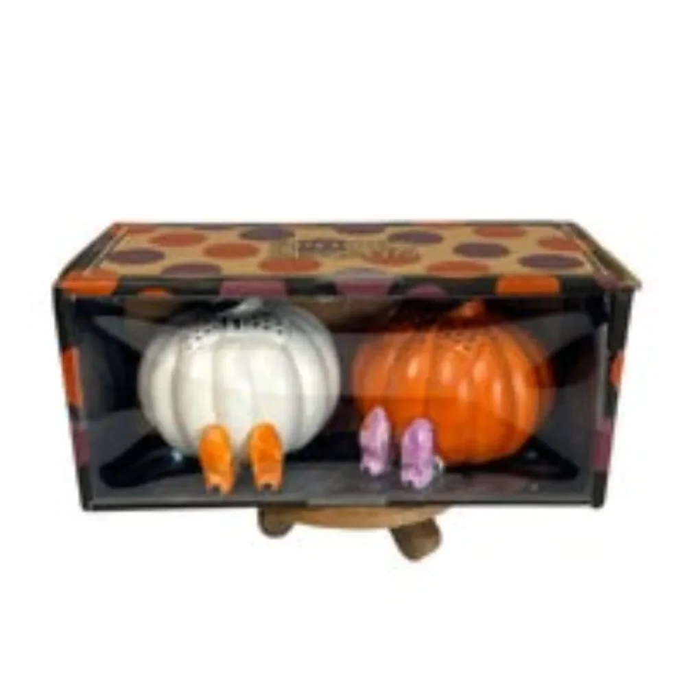 Halloween Witchy Pumpkin Salt & Pepper Shakers Tiered Tray